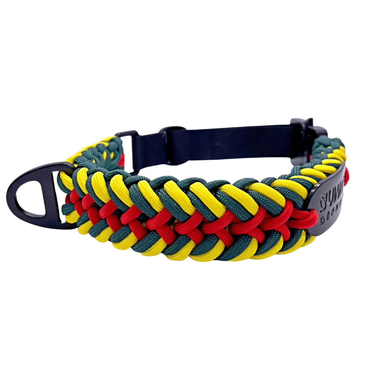 Premium Tactical Paracord Dog Collar in Rasta