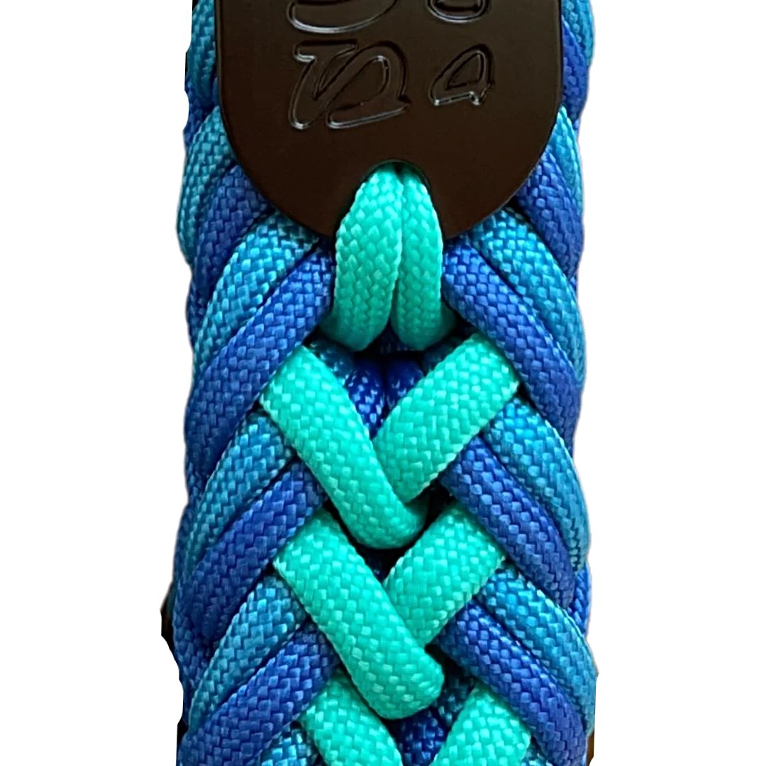 Premium Paracord Collar with Black Tactical hardware and A Quick Release Buckle In Teal and Blue