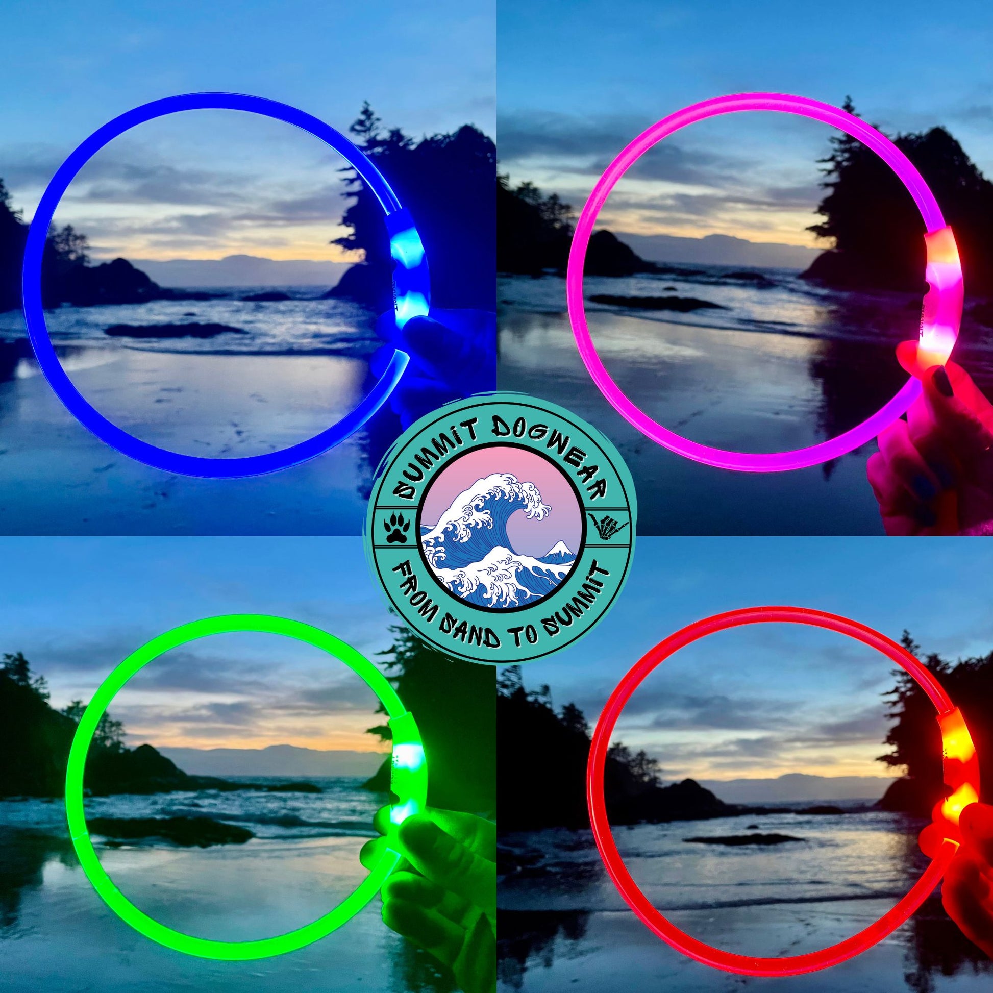 USB Rechargable Light Up Collar In Blue, Pink, Green and Red