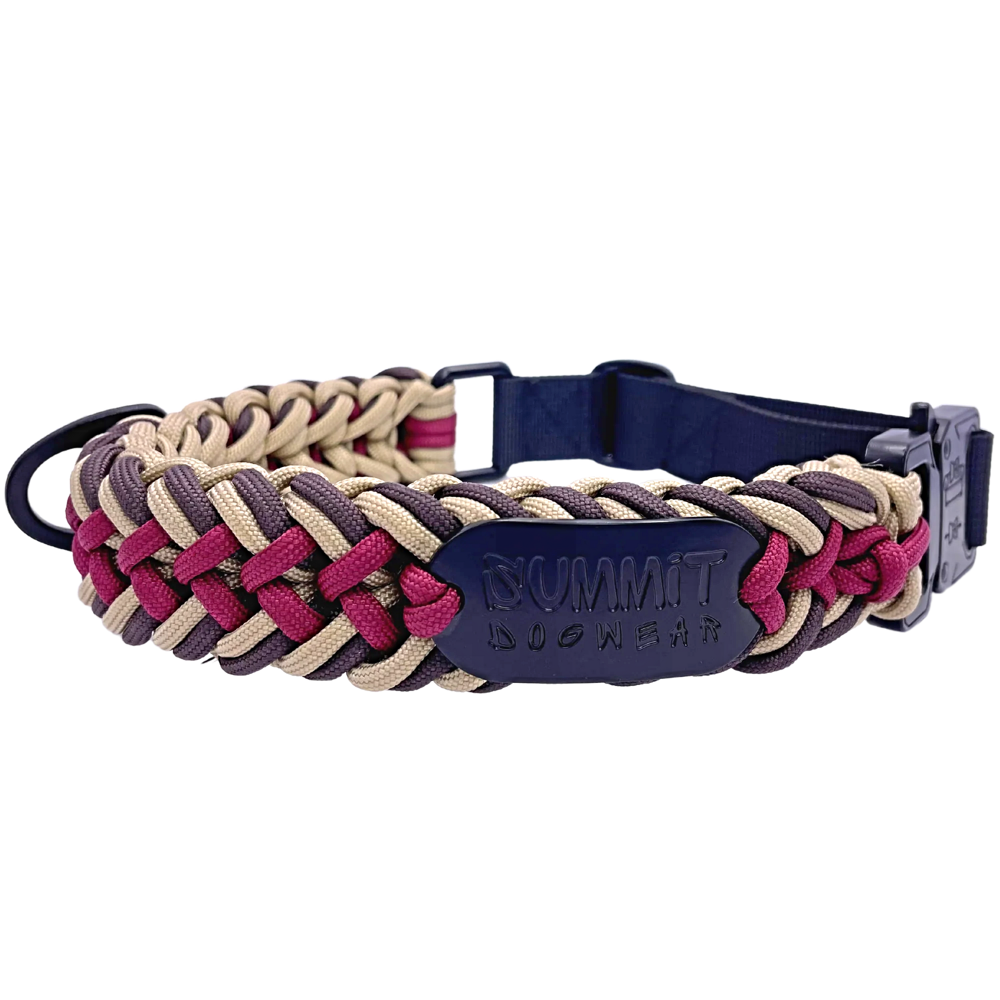 Premium quick-release tactical braided paracord dog collar in nomad colors