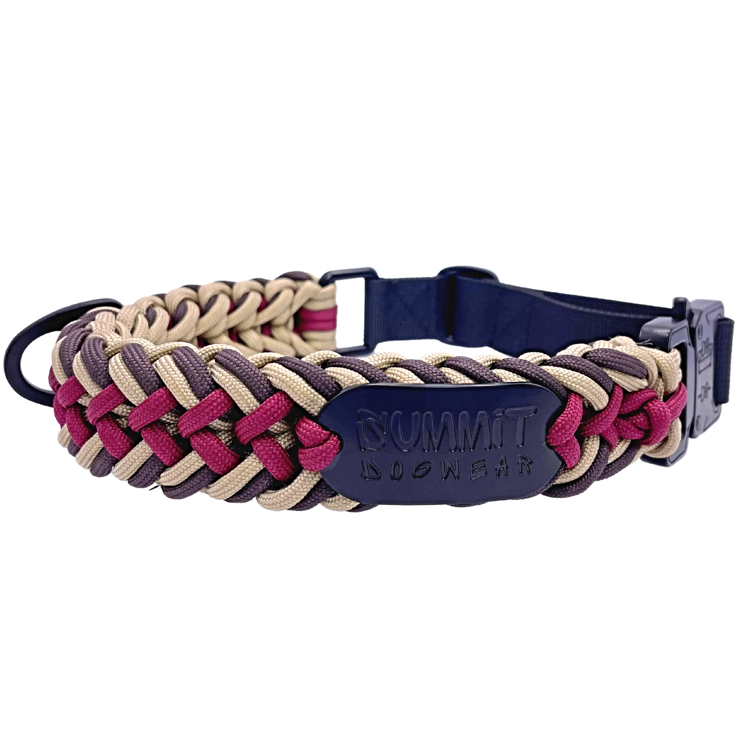 Premium quick-release tactical braided paracord dog collar in nomad colors