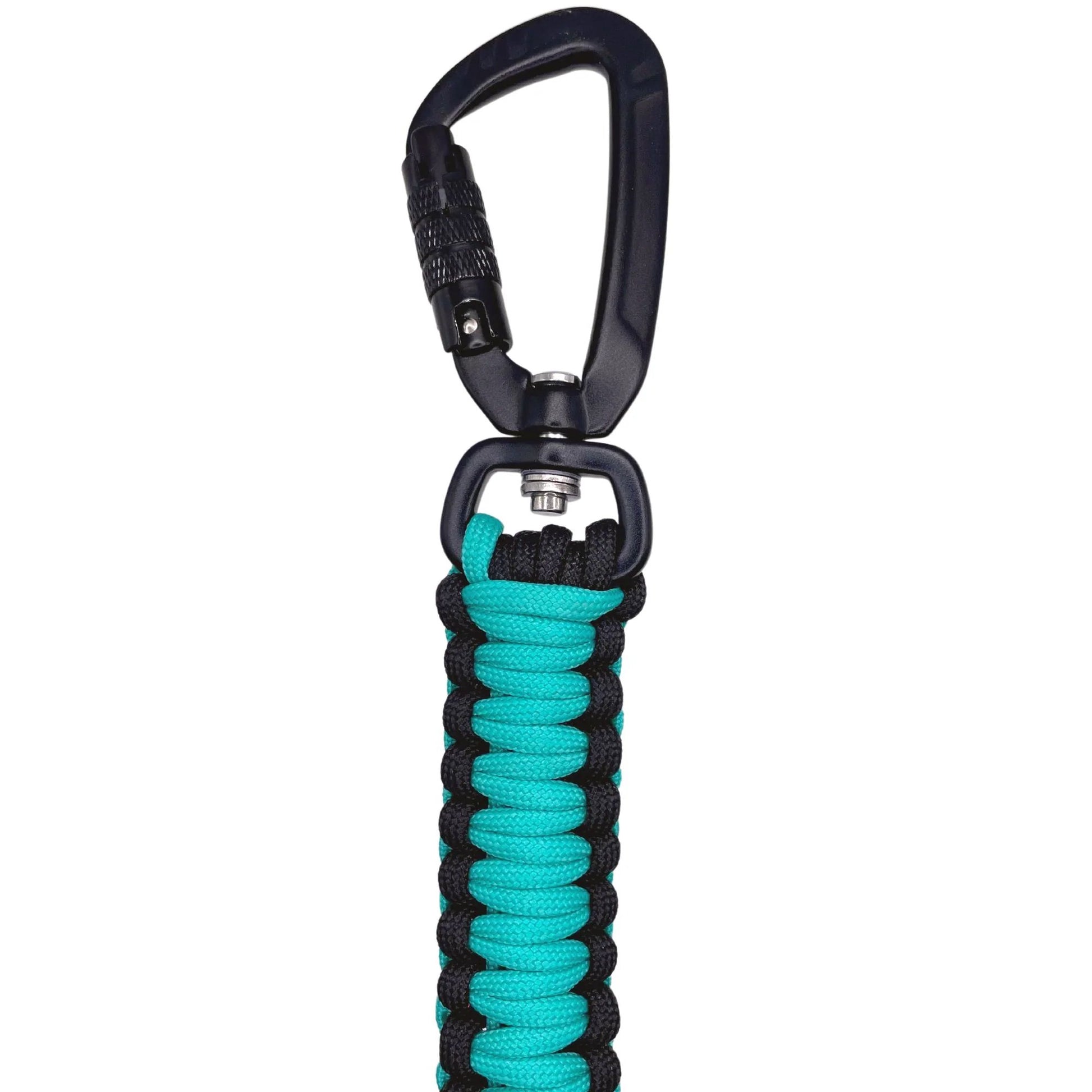 Top selling bright teal Paracord dog leash with auto-locking carabiner and non-slip grip