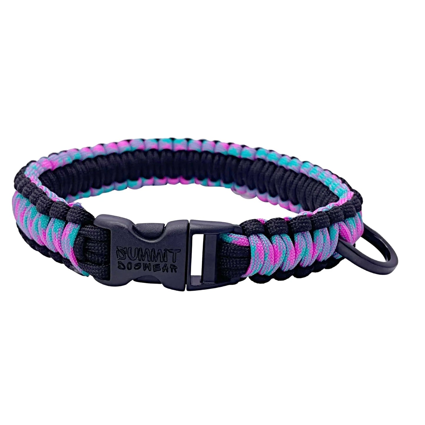 Small Paracord Dog Collar In Pink and Blue