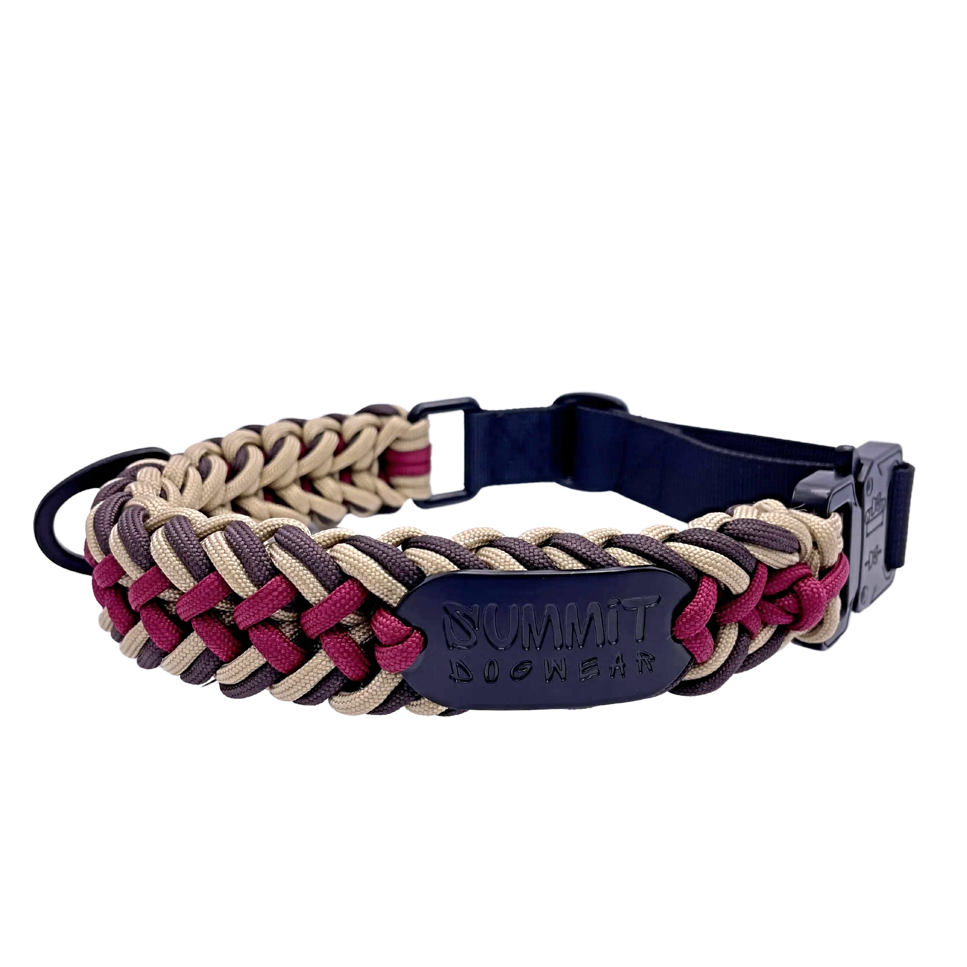 Premium quick-release tactical braided paracord dog collar in nomad colors