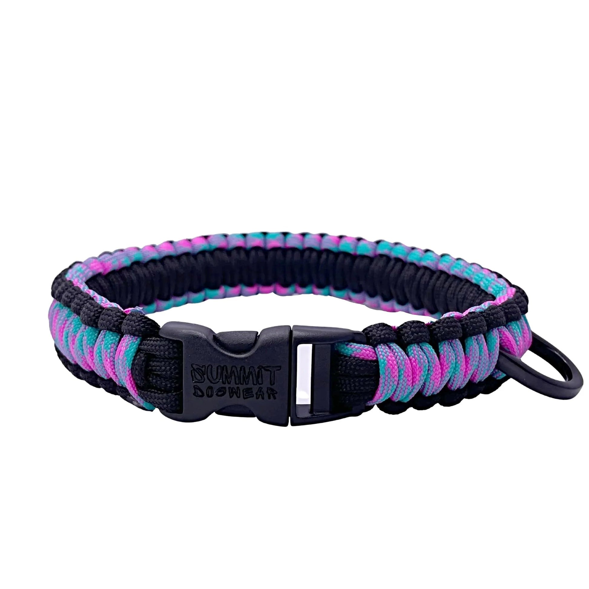 Small Paracord Dog Collar In Pink and Blue