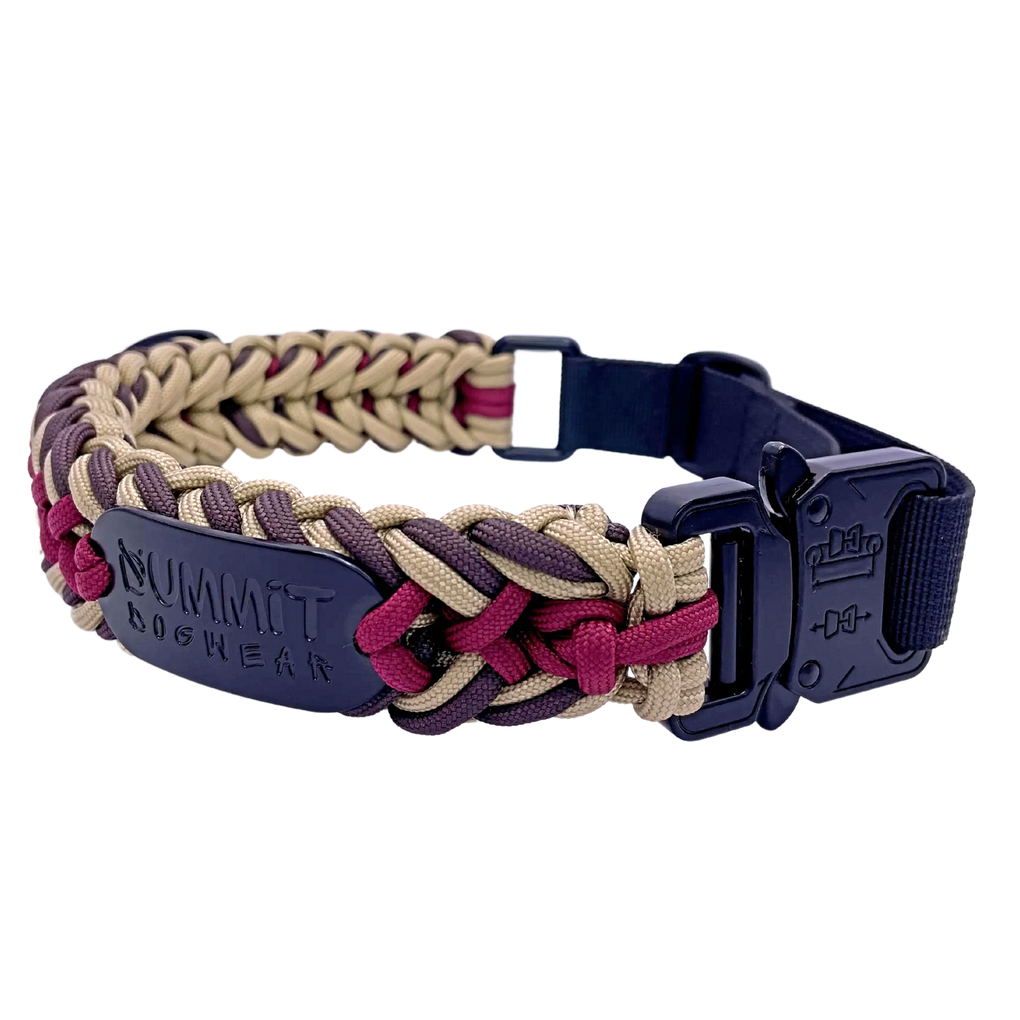 Premium quick-release tactical braided paracord dog collar in nomad colors
