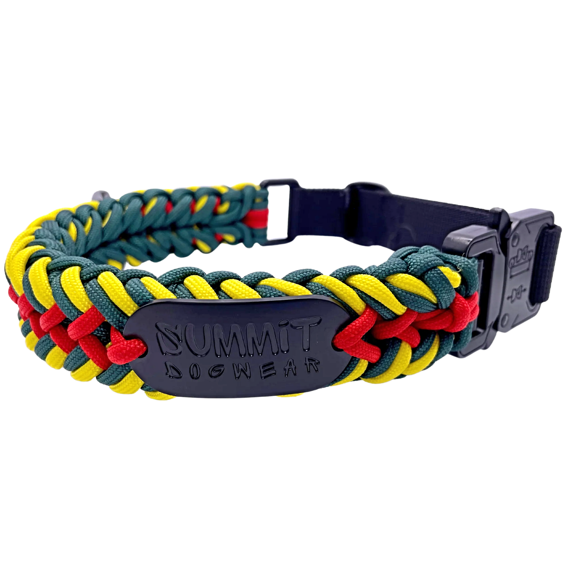 Premium Tactical Paracord Dog Collar in Rasta