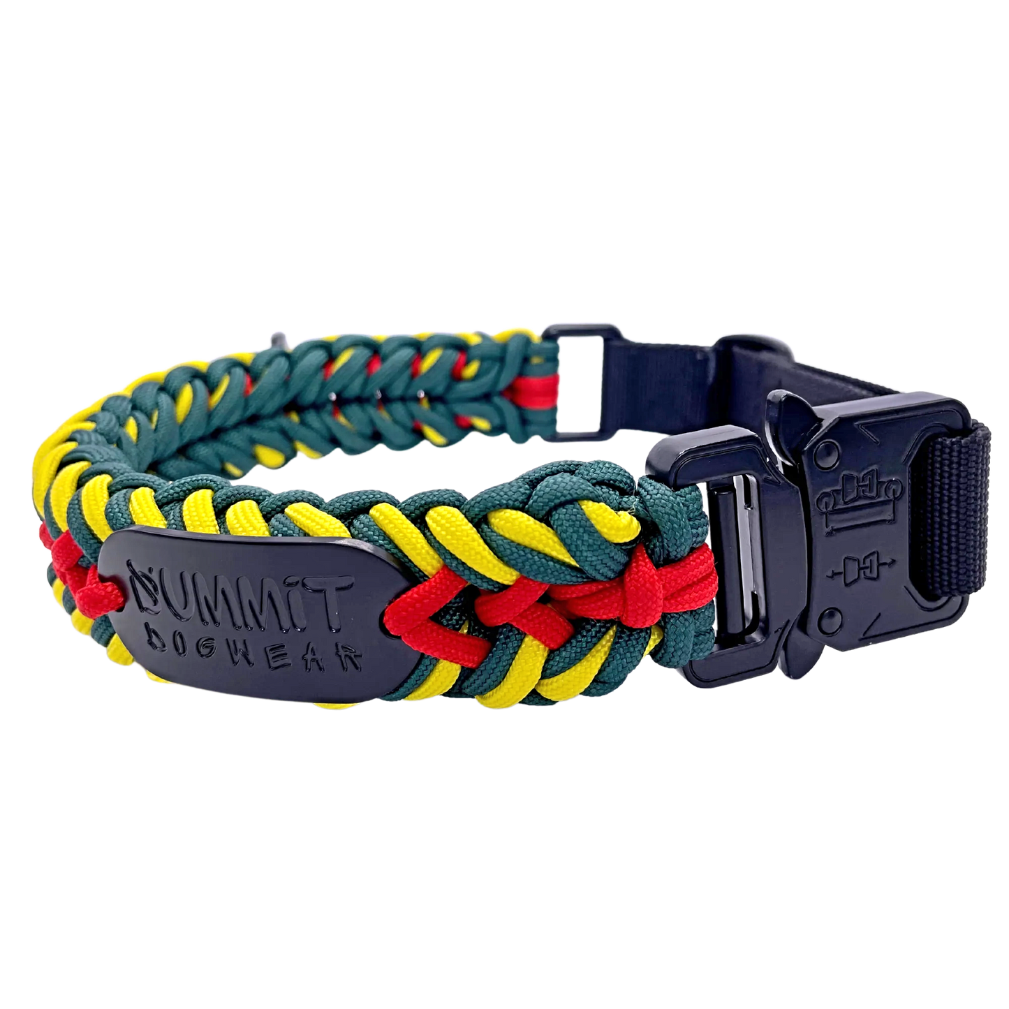 Premium Tactical Paracord Dog Collar in Rasta