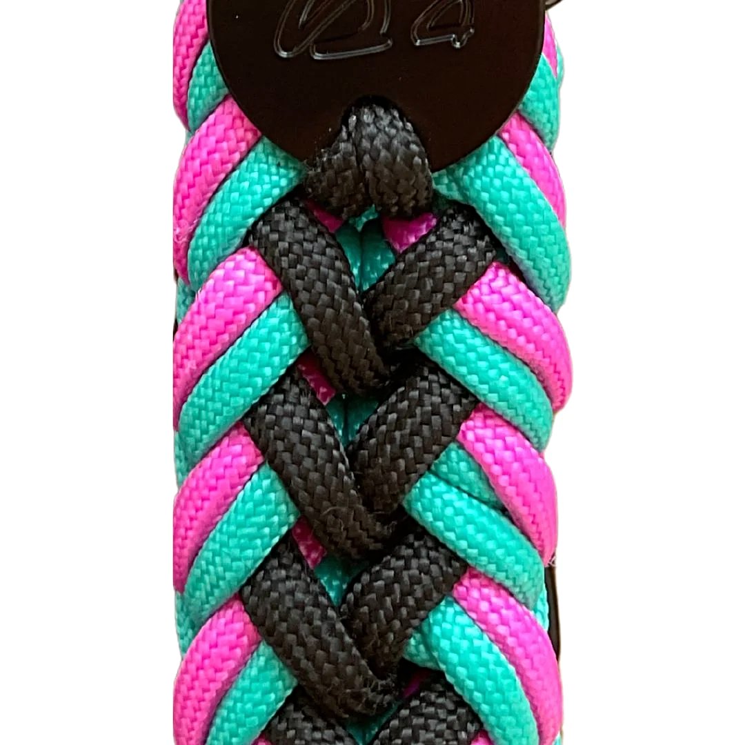 Pink and Teal Tactical Paracord Dog Collar With Tactical Buckle